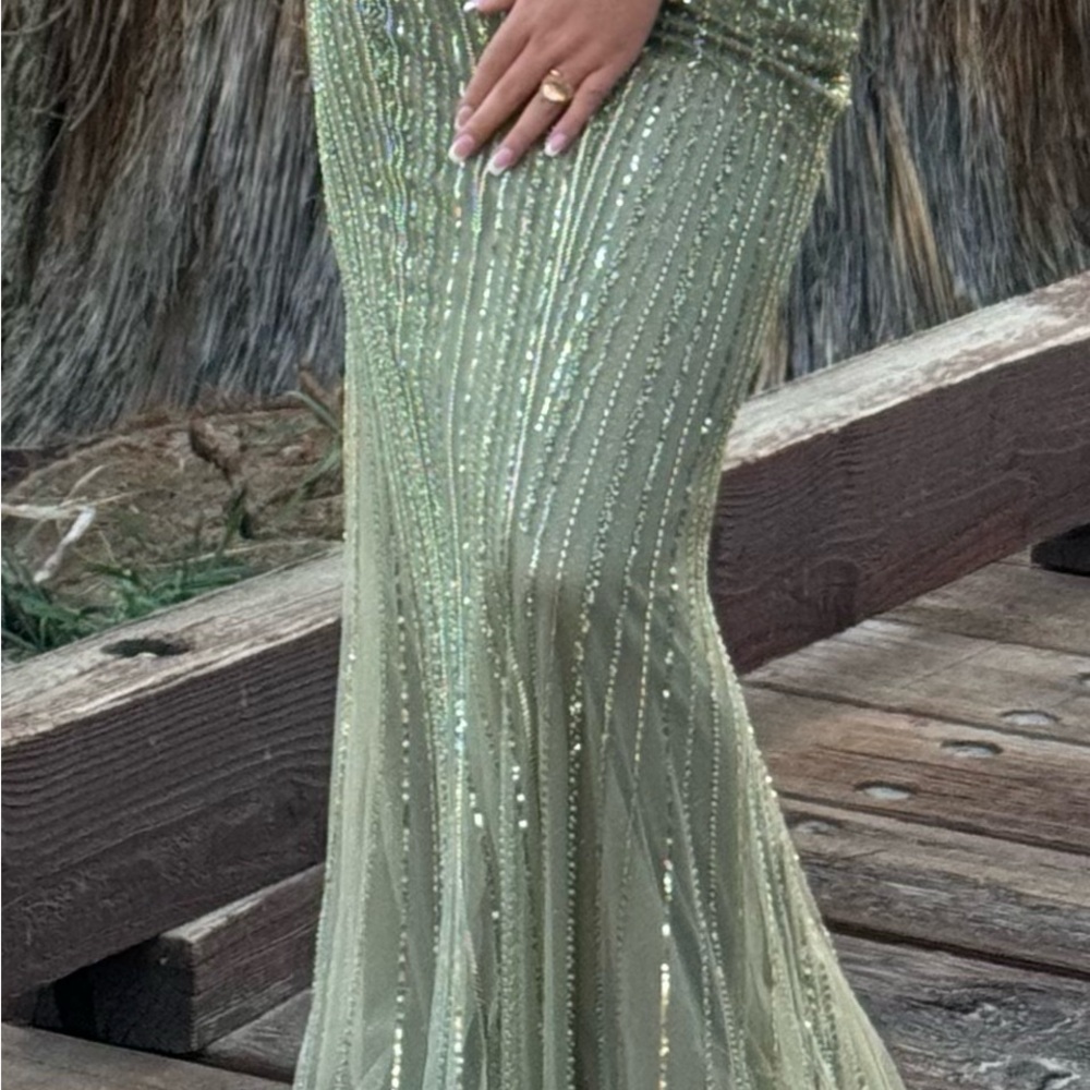 Elegant Green Sequin Gown